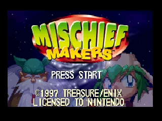 Mischief Makers (Europe) Title Screen